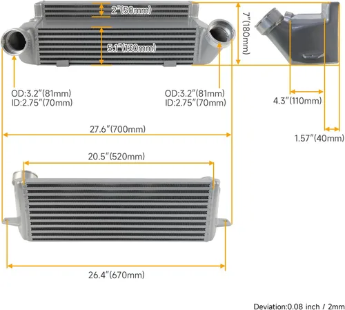 Miniatura 3 de para BMW 05-13 325d/330d/335d E90 E92 E93 Diesel Tuning Performance Intercooler
