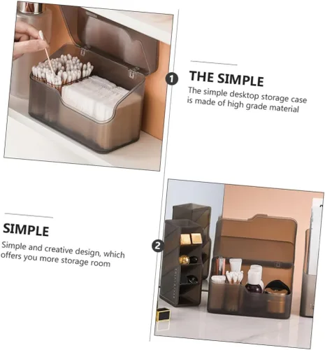 Miniatura 4 de FOMIYES Caja de almacenamiento cosmética Organizador de maquillaje Estante de almacenamiento Caja de escritorio Soporte de plástico