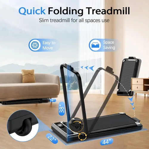Miniatura 5 de AoraPulse - Caminadora plegable portátil para el hogar, pequeña caminadora para oficina en casa con capacidad de 300 libras, caminadora eléctrica