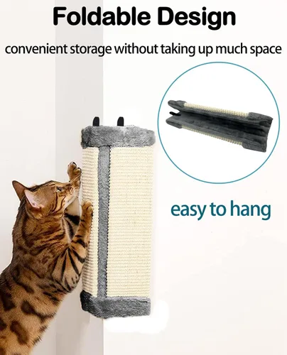 Miniatura 3 de VCEPJH Rascador de esquina para gatos, paquete de 2 tablas de rascar de sisal natural montadas en la pared, almohadillas de arañazos para gatos