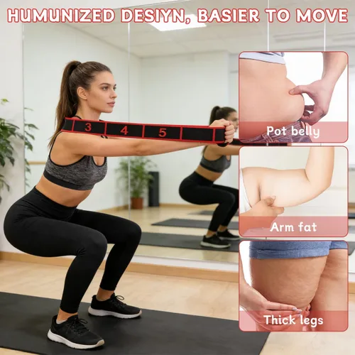 Miniatura 3 de Paquete de 2 bandas de resistencia de 8 secciones con marcas numeradas, banda de ejercicio para estiramiento, yoga, pilates y fitness en casa