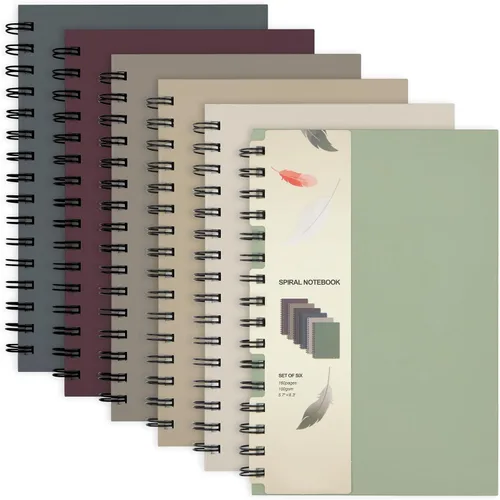 Miniatura 8 de EOOUT Paquete de 8 cuadernos en espiral, cuadernos A5 de tapa dura, diarios en espiral con rayas universitarias, colores surtidos de tonos de joyas