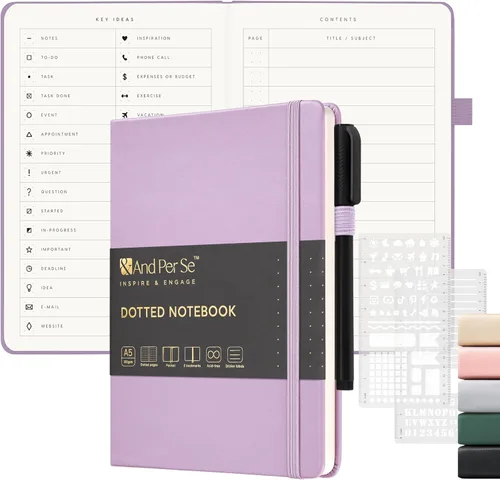 Miniatura 27 de &And Per Se Juego de diario y bolígrafo forrados (3 paquetes), cuaderno de tapa dura de cuero A5 con bolígrafo y juego de papelería, 160 páginas