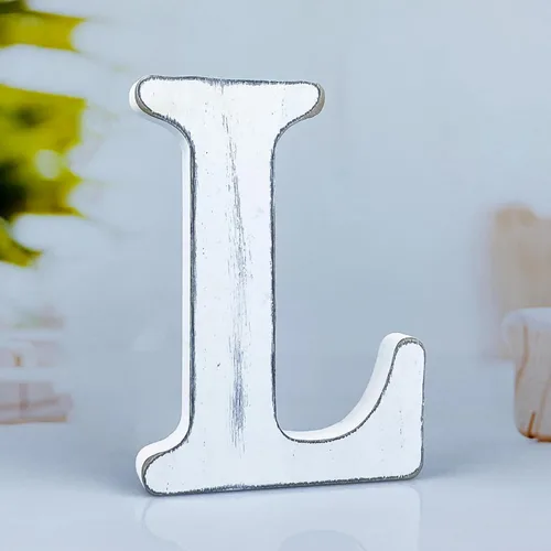 Miniatura 20 de Letras de madera rústica blanca de 6 pulgadas, letras de madera sin terminar para decoración de pared, letras de pie retro blancas blancas