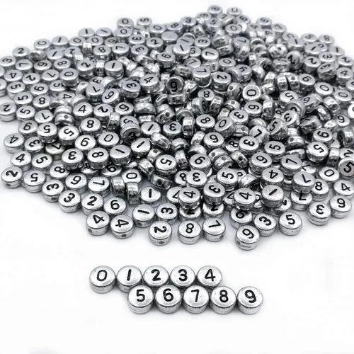 Miniatura 23 de Amaney - 600 cuentas acrílicas blancas de números 0-9, símbolo # corazón con caja de almacenamiento, 0.276 x 0.157 in En caja blanca
