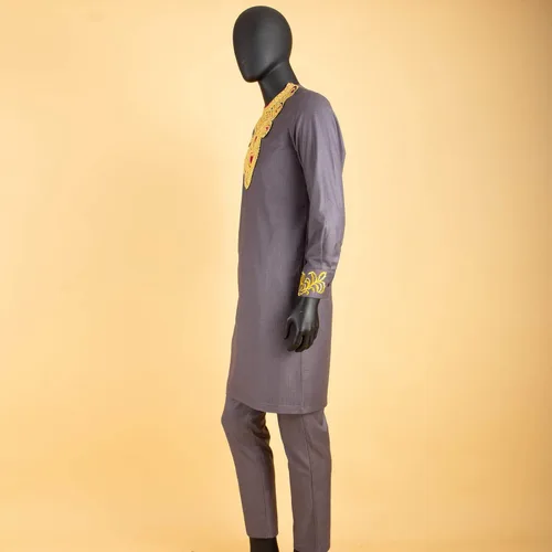 Miniatura 4 de Conjunto de 2 piezas de ropa africana para hombre, camisas bordadas y pantalones Ankara para bodas y noches