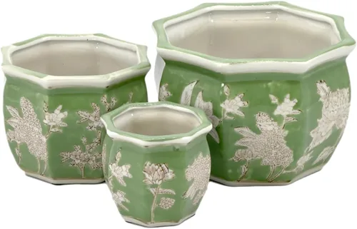 Miniatura 12 de Galt International Macetas decorativas de cerámica de porcelana floral azul y blanca 8"/6"/4.5" pulgadas, macetas de jardín con diseño chino Azul