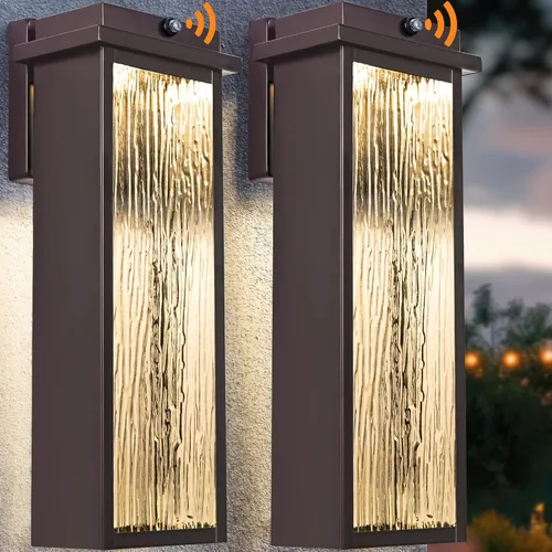 Miniatura 10 de VenzBlomia Lámpara de pared exterior de 16" en negro del atardecer al amanecer LED, lámpara de iluminación exterior grande, lámpara de pared montada