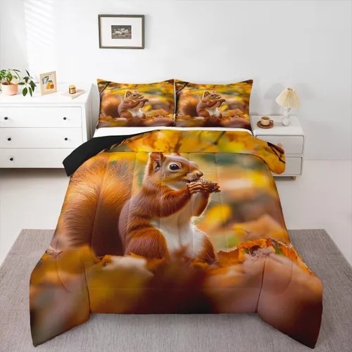 Miniatura 12 de Erosebridal Juego de edredón individual de pavo de Acción de Gracias, juego de ropa de cama de calabaza con hojas de otoño para niños y adultos
