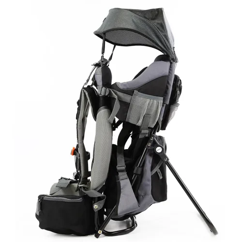 Miniatura 2 de ClevrPlus Canyonero Mochila de Camping para Bebé Senderismo Niño Pequeño Portabebés con Soporte y Visera Parasol, Negro Negro medianoche