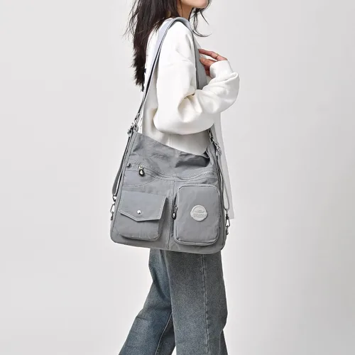 Miniatura 2 de Bolso Hobo multiusos para mujer con RFID antirrobo, bolsa cruzada de nailon impermeable, bolsa de hombro, mochila convertible