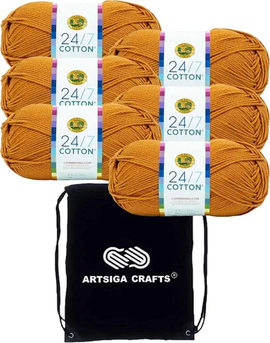 Miniatura 39 de Lion Brand 24/7 Algodón Rosa 761-101 (3 carretes - mismo lote de tinte) Hilado medio #4 de algodón para crochet y tejer con bolsa de proyecto