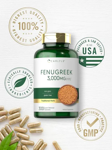 Miniatura 6 de Carlyle Cápsulas de fenogreco 300 unidades Extracto sin OMG y sin gluten Semillas de fenogreco