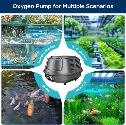 Miniatura 7 de AquaMiracle Aquarium Air Pump 3W/6W/10W, Super Quiet Powerful Fish Tank Air Pump with Double-Layer Sound Insulation, Adjustable Pond Aerator Pump