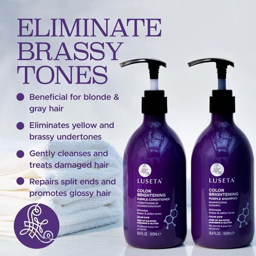 Miniatura 2 de Luseta - Juego de champú y acondicionador morado para cabello rubio, gris - cabello tratado con color - sin sulfatos, sin parabenos - infundido