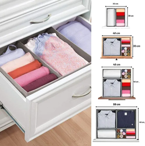 Miniatura 3 de Criusia Organizador plegable de cajones para ropa interior, divisores de armario, caja de almacenamiento para ropa, calcetines (6 contenedores, gris)