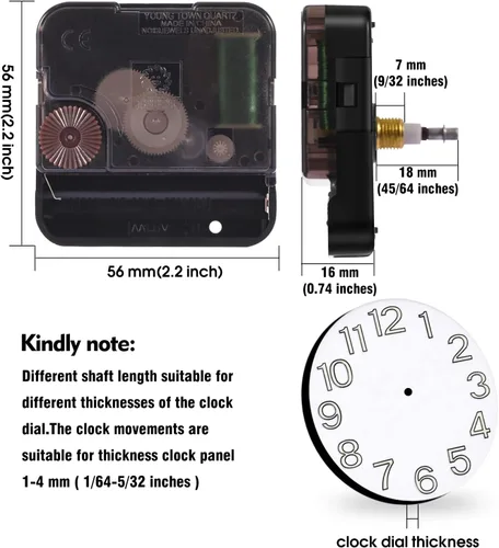 Miniatura 4 de Reloj de pared grande 12888 de repuesto de movimiento, piezas de reloj de alto par de torsión con eje I, mecanismo de reloj de cuarzo funciona