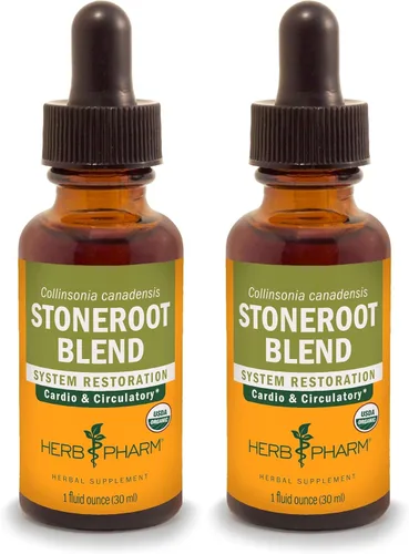 Herb Pharm Extracto líquido certificado orgánico Stoneroot Blend para apoyo cardiovascular y circulatorio, 1 onza (paquete de 2)