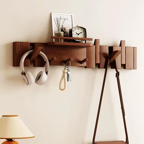 Percheros montados en la pared, ganchos para llaves de piano, colgador de madera maciza natural, tela no tejida, perchas para armario, cocina,