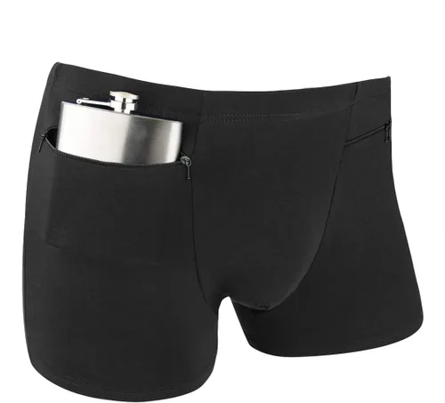 Miniatura 4 de Ropa interior de bolsillo para hombre con 2 bolsillos secretos, 2 paquetes (negro)