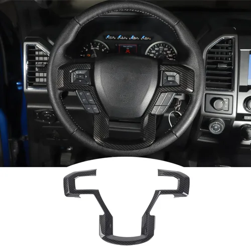 Linskip Moldura para volante compatible con Ford F150 2015-2020 y F250 F350 Super Duty 2017-2022, para Ford Expedition 2018-2021, funda para Negro