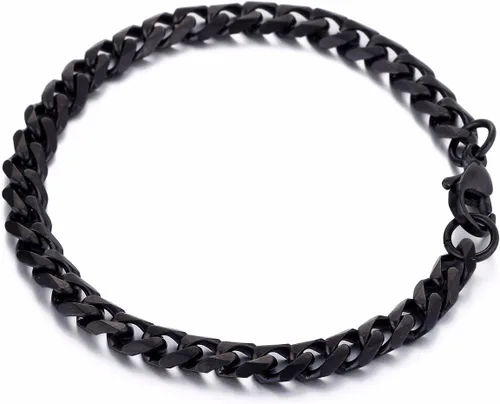 Trendsmax Cadena de eslabones cubanos de acero inoxidable de 0.276 in para hombre y mujer, color dorado, plateado, negro, 7 a 11 pulgadas, Metal