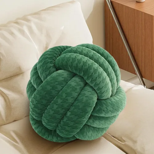 Miniatura 16 de Almohada Bola de Nudo Gris, Almohada Decorativa Hecha a Mano, Cojín Redondo Suave Anudado para Sofá y Dormitorio, Linda Decoración del Hogar