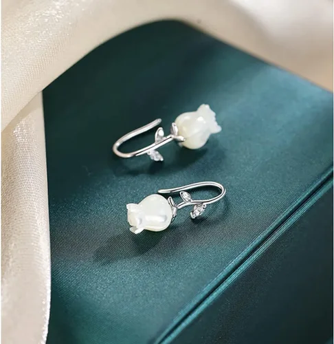 Miniatura 6 de Reffeer Aretes de plata de ley 925 maciza con diseño de flores para mujer