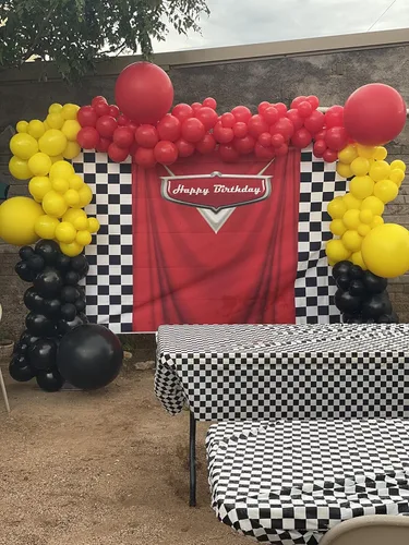 Miniatura 3 de Telón de fondo de coche para fiesta de niño, competición de carreras, fondo de fotografía de 6x5 pies, temática de carreras de automóviles