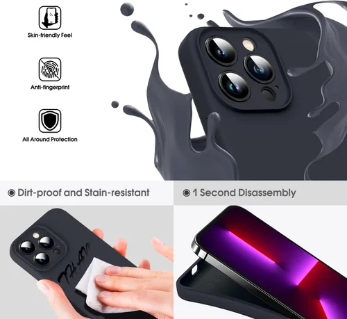 Miniatura 3 de Supdeal Funda de Silicona Líquida para iPhone 13 Pro, [Protección de Cámara] [Anti Huellas Dactilares] [Carga Inalámbrica] Funda de Teléfono de 4