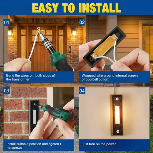 Miniatura 4 de Saillong 2 botones de timbre iluminados, botones de timbre de puerta con cable, timbre de puerta LED, interruptor de apertura de puerta montado