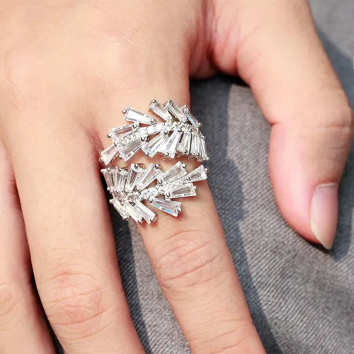 Miniatura 2 de Lavencious Anillo de moda de cóctel de arte ajustable de 6 a 8.5 joyas de circonita cúbica, Cristal, Zirconia cúbica