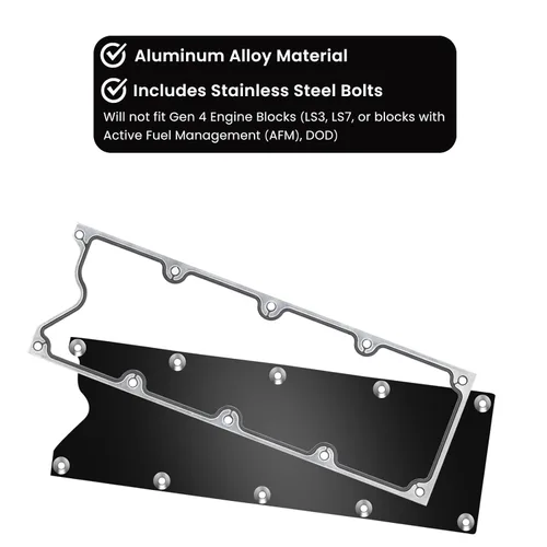 Miniatura 2 de LS Gen 3 Valley - Placa de cubierta con junta y sellos de perfil bajo, sensor de golpe de aluminio para LSX LS1 LM7 LR4 LQ4 LS6 L59 LQ9 LM4 L33