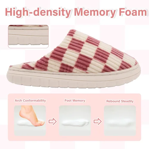 Miniatura 29 de Jaeynow Pantuflas mullidas para mujer en interiores, zapatos de casa unisex de espuma viscoelástica para hombre, zapatos de invierno cálidos