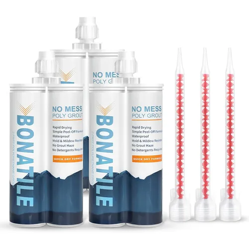 Miniatura 10 de Lechada para azulejos con pistola de calafateo manual de 19 onzas, 13.5 fl oz, relleno de lechada blanca, adecuado para aplicaciones de pared