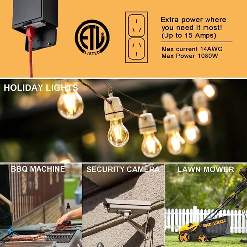 Miniatura 7 de Nigaut Luz de porche del atardecer al amanecer con salida GFCI, moderna lámpara LED de pared para exteriores con toma incorporada, aplique