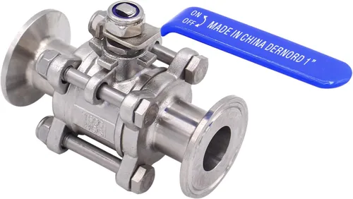 Miniatura 2 de DERNORD Válvula de bola sanitaria de 1 pulgada para trébol de tres abrazaderas de 1.5 pulgadas, acero inoxidable 304, revestimiento de PTFE