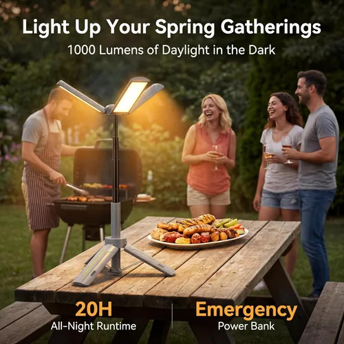 Miniatura 2 de BUBRA Luces telescópicas de campamento de 40 pulgadas con soporte, luz LED recargable de trabajo de 8000 mAh y linterna de campamento, lámpara