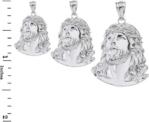 Miniatura 3 de Collar con dije de cabeza de Jesús joyería religiosa 092 pulgadas