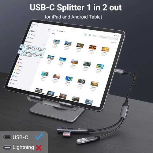 Miniatura 7 de KiwiBird Divisor USB C de carga de 1 en 2 salidas, cable de extensión y divisor de datos de alimentación USBC, tipo C macho a puerto USB C hembra