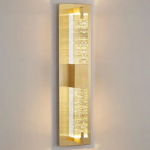 WOSHITU Aplique de pared LED: apliques modernos dorados de 19 pulgadas, iluminación de pared, 3000 K, lámparas de pared de cristal regulables,