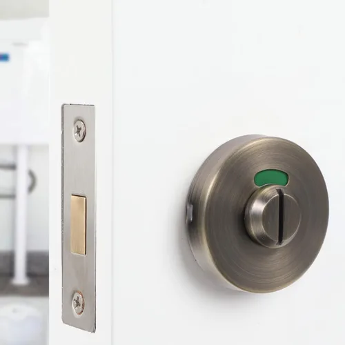 Miniatura 3 de Uonlytech Cerradura indicadora de baño con cerrojo ocupado vacante para baños públicos, bloqueo de partición de inodoro, fácil instalación, puerta
