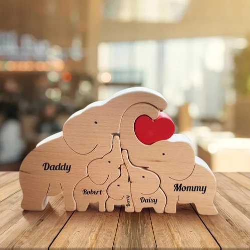 Miniatura 6 de Rompecabezas de madera de elefante personalizable, pieza decorativa de roble para decoración del hogar y miembro reflexivo, 3