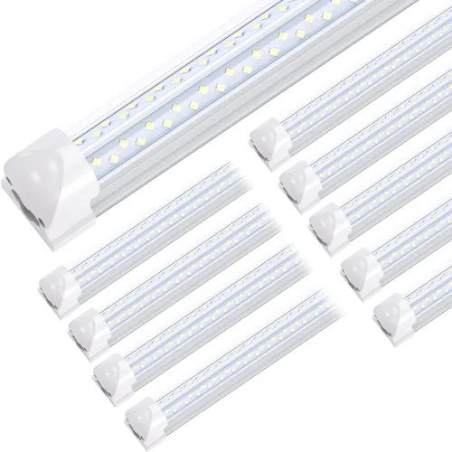 Lámpara LED de tienda de 8 pies, 120 W, 14400 lúmenes, 6500 K, blanco frío, T8 V, tubo de luz LED integrado con 4 filas de luz para puerta, color