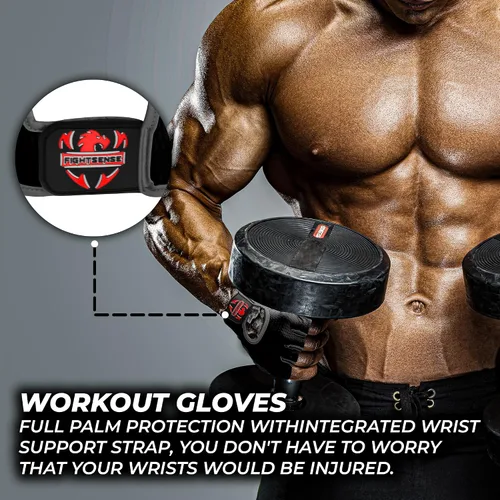 Miniatura 20 de Guantes de entrenamiento FIGHTSENSE para hombres y mujeres, guantes de levantamiento de pesas con palma acolchada de silicona antideslizante
