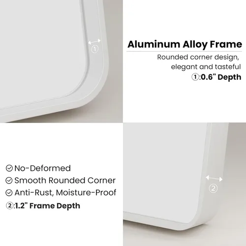 Miniatura 5 de JISOSO Espejo de Baño Blanco de 20x30 Pulgadas, Espejo de Baño con Marco de Metal Blanco para Pared, Espejo de Tocador de Baño de Rectángulo