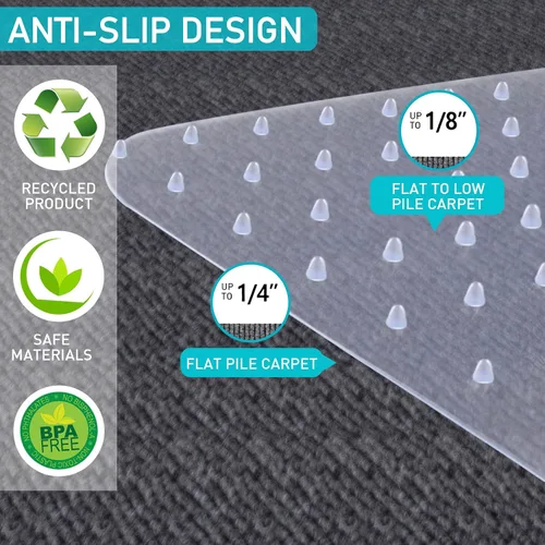 Miniatura 4 de Alfombrilla para silla de oficina para alfombra: 48 x 36 pulgadas, alfombrilla transparente para silla de escritorio para suelo de alfombra