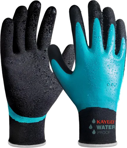 Miniatura 16 de KAYGO Guantes de trabajo impermeables para hombres y mujeres, guantes de trabajo recubiertos de goma antideslizantes para jardín, construcción al