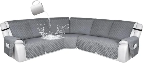 Miniatura 131 de HDCAXKJ Fundas de sofá seccional reclinable 100% impermeable, forma de L, funda de sofá reclinable lavable acolchada suave para mascotas, perro