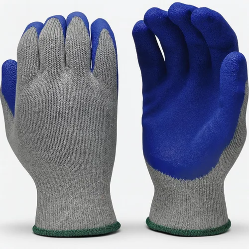 G & F Products G & F - Guantes de trabajo con revestimiento de látex de goma para construcción, azul, patrón arrugado, para hombre